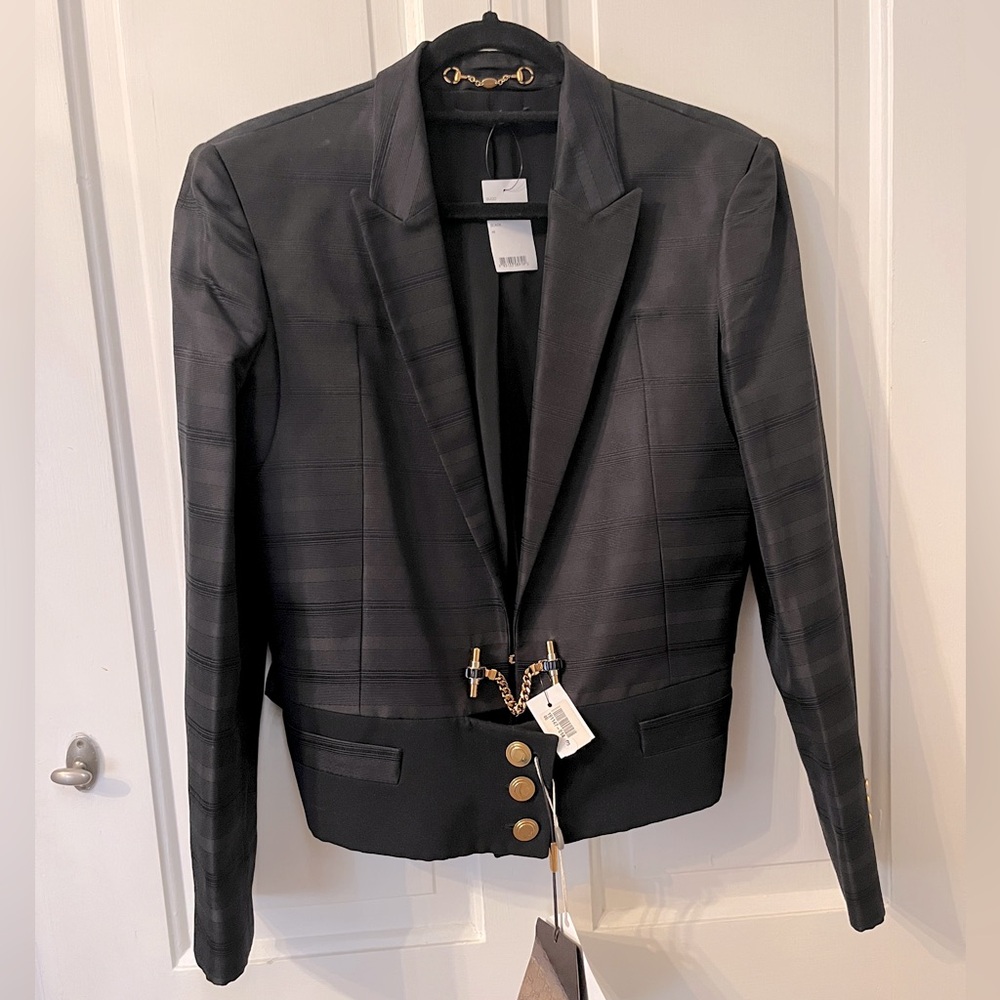 Gucci Black Women's Cropped Blazer with Gold Hardware